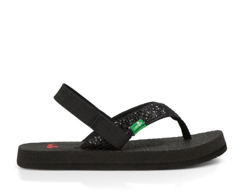 Sanuk Kids Yoga Glitter Black Sandals | SFNUJL084